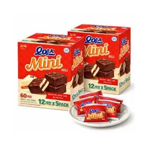 해태 미니 오예스 총120개 (16g x 60개입 x 2세트) 나눔용 사무실 캠핑 행사디저트 초콜릿 케이크 단체간식