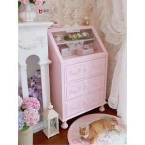 장식장 공주풍서랍장 인테리어수납장 빈티지 로맨틱디스플레이장 핑크 SF조립