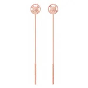 블루버킷 빨대 청소 실리콘 브러쉬, 2개, 핑크