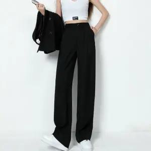 캐주얼 여성 베이직 핀턱 하이웨스트 와이드 팬츠