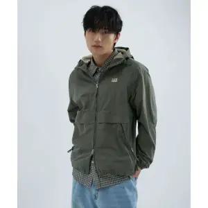 코드그라피 배색 후드 점퍼-카키 410933