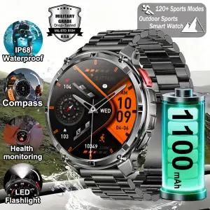 호환  2026년 신형 밀리터리 스트라토스 4 울트라 스마트 워치 남성용 1100mAh 배터리 나침반 GPS 트랙 IP6