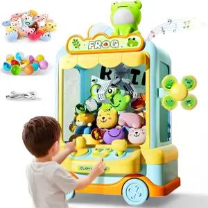 리스팔 미니 인형뽑기 장난감 핑크 개구리 테마 바퀴 달린 아케이드 스타일 게임 (녹색)