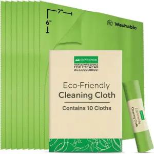 옵티팩 렌즈 클리닝 천 - 안경 카메라 TV 및 컴퓨터 화면 클리너용 극세사 녹색(10팩)