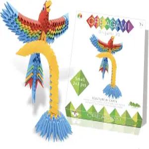 크리가미 앵무새 다채로운 243피스 3D 종이접기 키트 7세용 모듈식 종이 구조 - 대형 투명