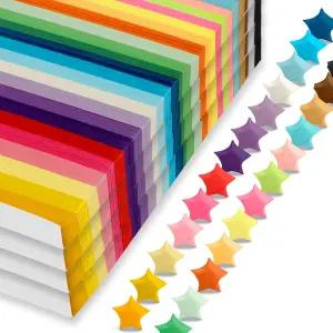 5400장 별 종이접기 종이 스트립 27가지 색상 소원지 행운의 오리가미 양면 DIY 수제