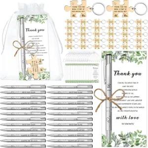 텐서 50세트/200개 결혼 선물 하객 대량 수납 볼펜 나무 퍼즐 열쇠고리와 기념품 신부 샤워 선물용 오간자