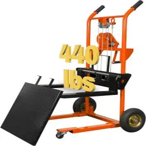 아폴로 머티리얼 트 윈치 스태커 수동 팔레트 트럭 돌리 440파운드 용량 35.4인치 최대 스위블 캐스터