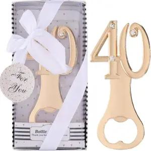 16PCS 병따개 40 하객 파티 장식을 위한 결혼 40주년 기념 황금 결혼식 신부 샤워 기념품 16 블랙