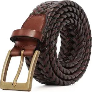 벨트로드 남성 캐주얼 청바지 골프용 가죽 벨트 남성용 직조 합금 버클 핸드 땋기 선물