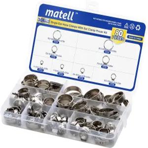 마텔 80개 싱글 이어 호스 클램프 파이프 및 자동차용 고정용 스테인리스 스틸 펙스 핀치 304개 크기