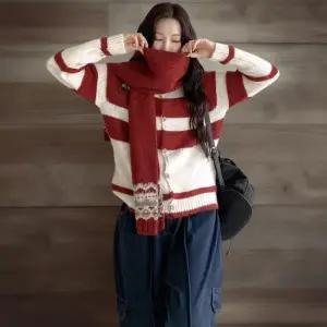 [신상오픈런]여성 클래식 겨울 울 혼합 자수 롱 목도리 머플러 (42614278)