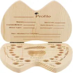 미케야 나무 이빨 요정 상자 어린 시절 추억을 위한 치아 홀더 소장품 정리함