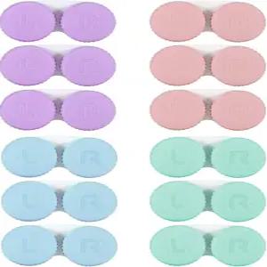 Kmchilj 12Pcs 컬러풀 콘택트렌즈 케이스 야외용 휴대용 미니 키트 케이스(다색)
