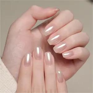 GAOY 화이트 펄 크롬 네일 파우더 미러 이펙트 쉬머 글리터 안료 인어 오로라 아트 장식 광택 있는