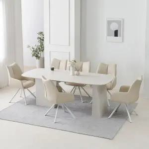 [스코나] 라벨라 포세린 세라믹 6인 식탁세트(회전 의자 6개)