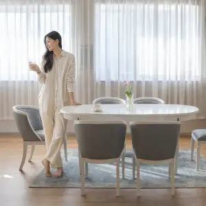 [피어젠]크램드 프렌치 엔틱 원목 식탁 세트 로라의자