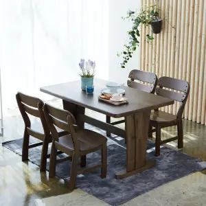 오츠카 다빈치 1350 우드슬랩 고무나무 원목테이블 4인 식탁세트 (의자4개)