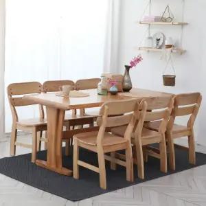 오츠카 다빈치 1600 우드슬랩 고무나무 원목테이블 6인 식탁세트(의자6)