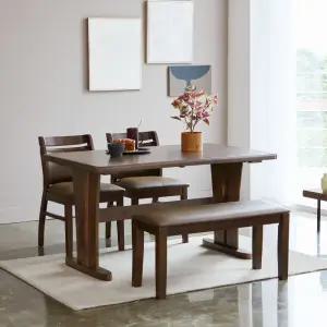 오츠카 쿠페 1350 우드슬랩 고무나무 원목테이블 4인 식탁세트(의자2+벤치1)