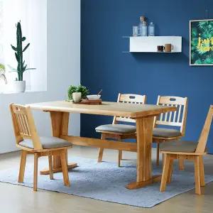 오츠카 카파 1350 우드슬랩 고무나무 원목테이블 4인 식탁세트(회전의자4)