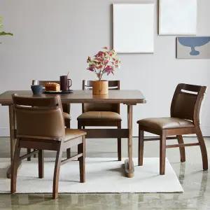 오츠카 쿠페 1350 우드슬랩 고무나무 원목테이블 4인 식탁세트(의자4)