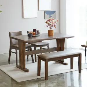오츠카 빈츠 1350 우드슬랩 고무나무 원목테이블 4인 식탁세트(의자2+벤치1)
