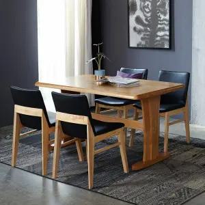 오츠카 빈츠 1350 우드슬랩 고무나무 원목테이블 4인 식탁세트(의자4개)