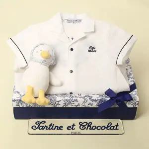 [롯데백화점]타티네쇼콜라 로랑시어서커우주복+도기애착딸랑이이형(백일돌선물세트)TTPMQA155W