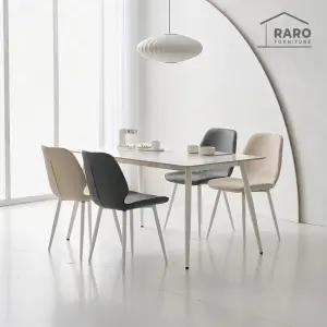 [/착불배송] 비안나 1300 유광 포세린 통 세라믹 4인 식탁 세트 (식탁+의자4)