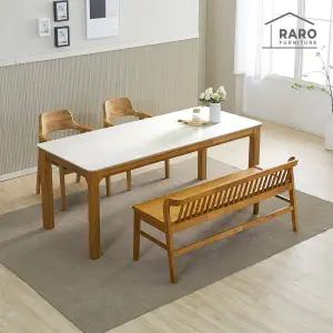 [/착불배송] 레이미 1900 연그레이 포세린 통 세라믹 6인 식탁 세트 (식탁+의