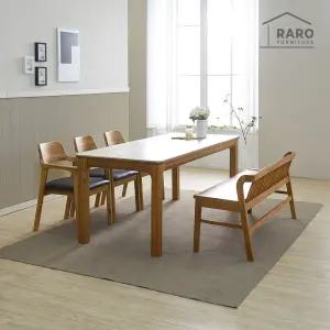 [/착불배송] 레이미 1900 연그레이 포세린 통 세라믹 6인 식탁 세트 (식탁+의