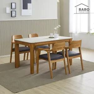 [/착불배송] 레이미 1400 연그레이 포세린 통 세라믹 4인 식탁 세트 (식탁+의