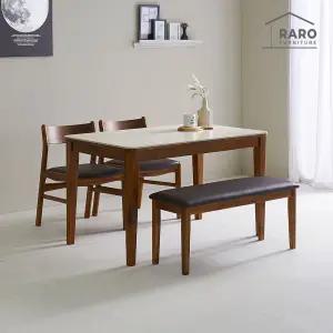 [/착불배송] 베리엘 1250 연그레이 포세린 통 세라믹 4인 식탁 세트 (식탁+의