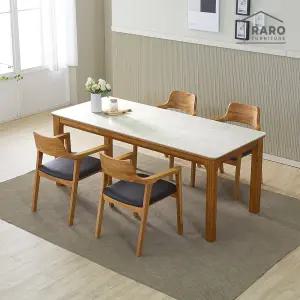 [/착불배송] 레이미 1900 연그레이 포세린 통 세라믹 6인 식탁 세트 (식탁+의