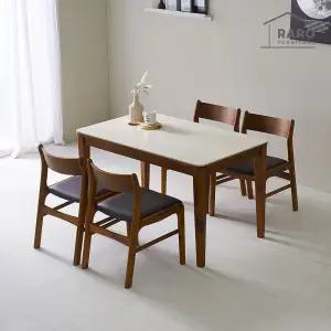 [/착불배송] 베리엘 1250 연그레이 포세린 통 세라믹 4인 식탁 세트 (식탁+의