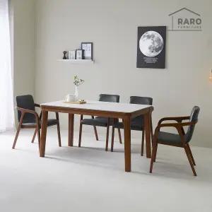 [/착불배송] 다니엘 1400 포세린 통 세라믹 4인 식탁 세트 (식탁+의자4)