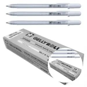 사쿠라 젤리롤펜 파인 XPGB 0.8mm 화이트 겔리롤펜 12개 1다스 흰색 잉크 드로잉 문구