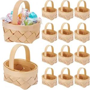 인터웜 40팩 손잡이가 달린 미니 직조 바구니 피크닉 부활절 결혼식을 위한 농가용 작은 농가 꽃 용기 나무