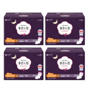 좋은느낌 오버나이트 생리대 맥시슬림 33cm 14매 X 4 BNS