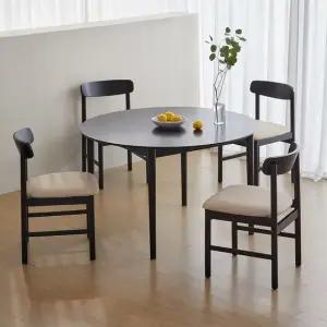 하이디 모노 알로 원형 1000 1200 4인 원목 테이블 식탁세트 의자4개)