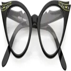 제로UV 여성용 레트로 라인스톤 장식 클리어 렌즈 고양이 안경 51mm