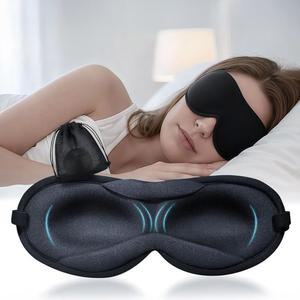 사이드 및 백 슬리퍼를 위한 ZLZQER 초박형 3D 수면 마스크, 수면을 100% 빛 차단 무압, 부드럽고 통기성이 좋은 밤 눈가리개, 여행 비행기(블랙)