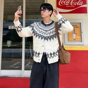 남자 노르딕 가디건 코위찬 커플 크리스마스 니트