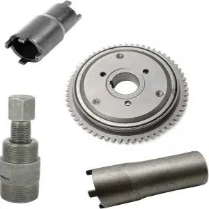 QISF 4PCS 스타터 클러치 키트 플라이휠 풀러 너트 + 잠금 스패너 도구 GY6 스쿠터 125cc 150cc 152QMI