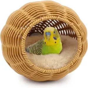 하이페티 라탄 스틸 프레임 케이지용 새 둥지 츄프루프 잉꼬 작은 침대 해먹 앵무새 카나리아를 위한