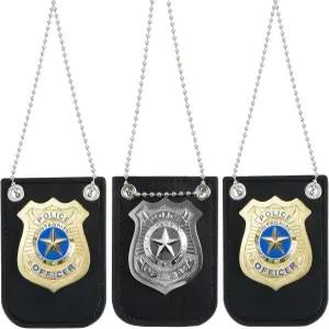 경찰을 위한 화려한 창작물 금과 은 배지 세트 할로윈 드레스 업 게임 경찰 놀이 의상 액세서리 파티 호의