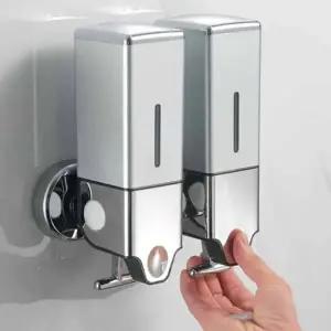 (옵션 실버2구)호텔 욕실 벽걸이 디스펜서 2구 바디워시통 샴푸통