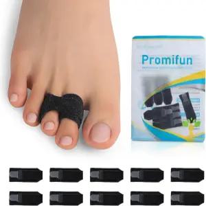 부러진 발가락을 위한 프로미펀 10팩 해머 토 교정 발가락 부목 브레이스 정형외과 분리기 쿠션 붕대