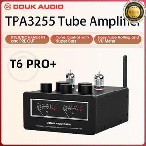 Douk Audio T6PRO HiFi JAN5725 진공관 증폭기 Bluetooth 수신기 TPA3255 VU 미터가있는 전력 300W +